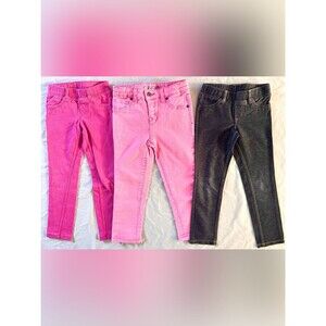 Girls Jeans Pants Lot Size 5 Jumping Beans Cherokee Pink Denim Jeggings 3 Pair